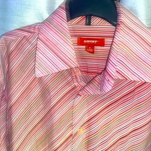 Report Pink Dress diagonal striped shirt